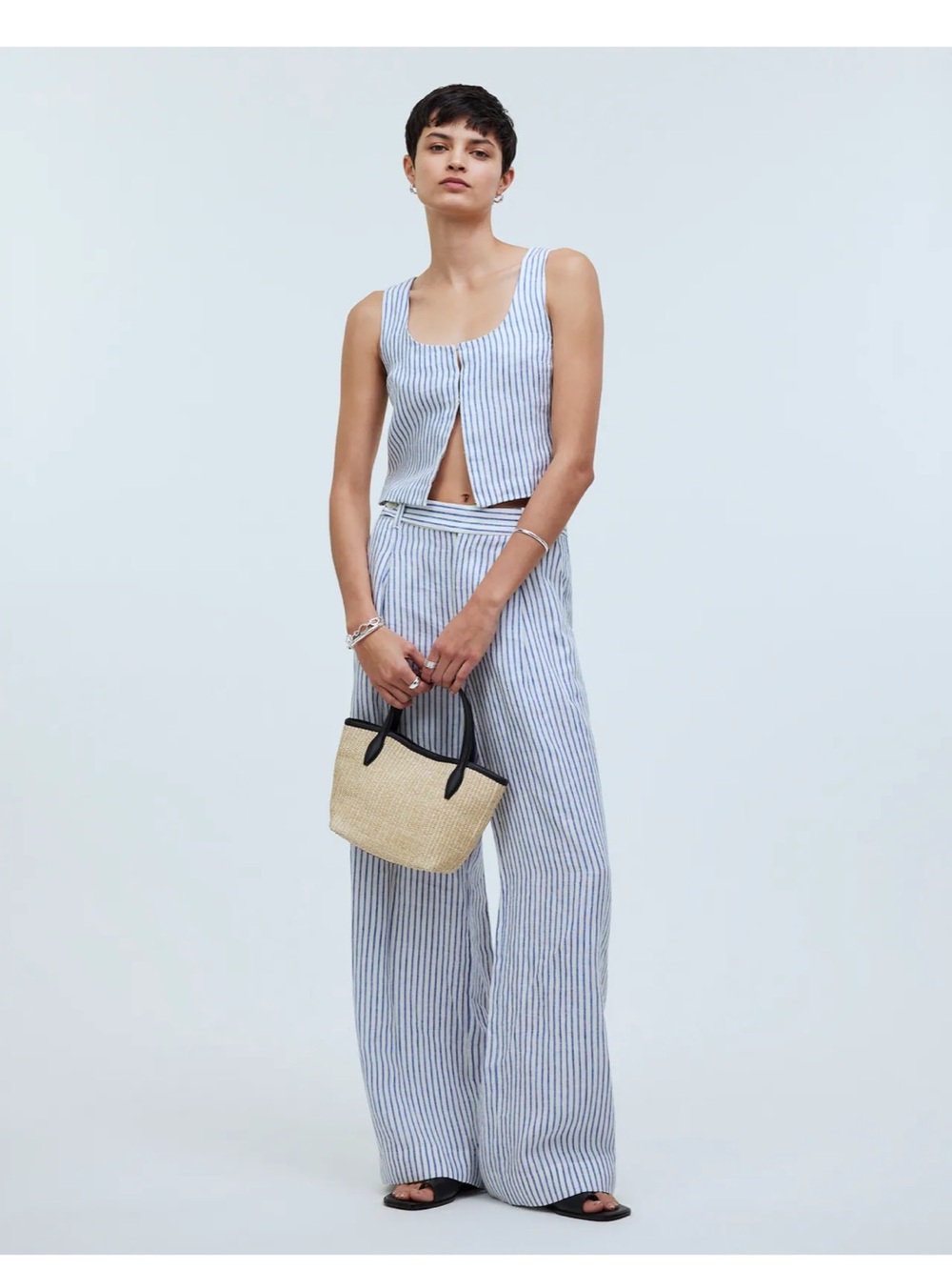 Madewell Scoopneck Crop Tank in 100% Linen size 4 NWOT